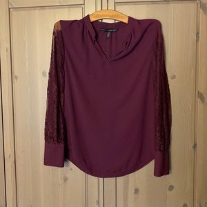 Sheer blouse with lace see-through sleeves